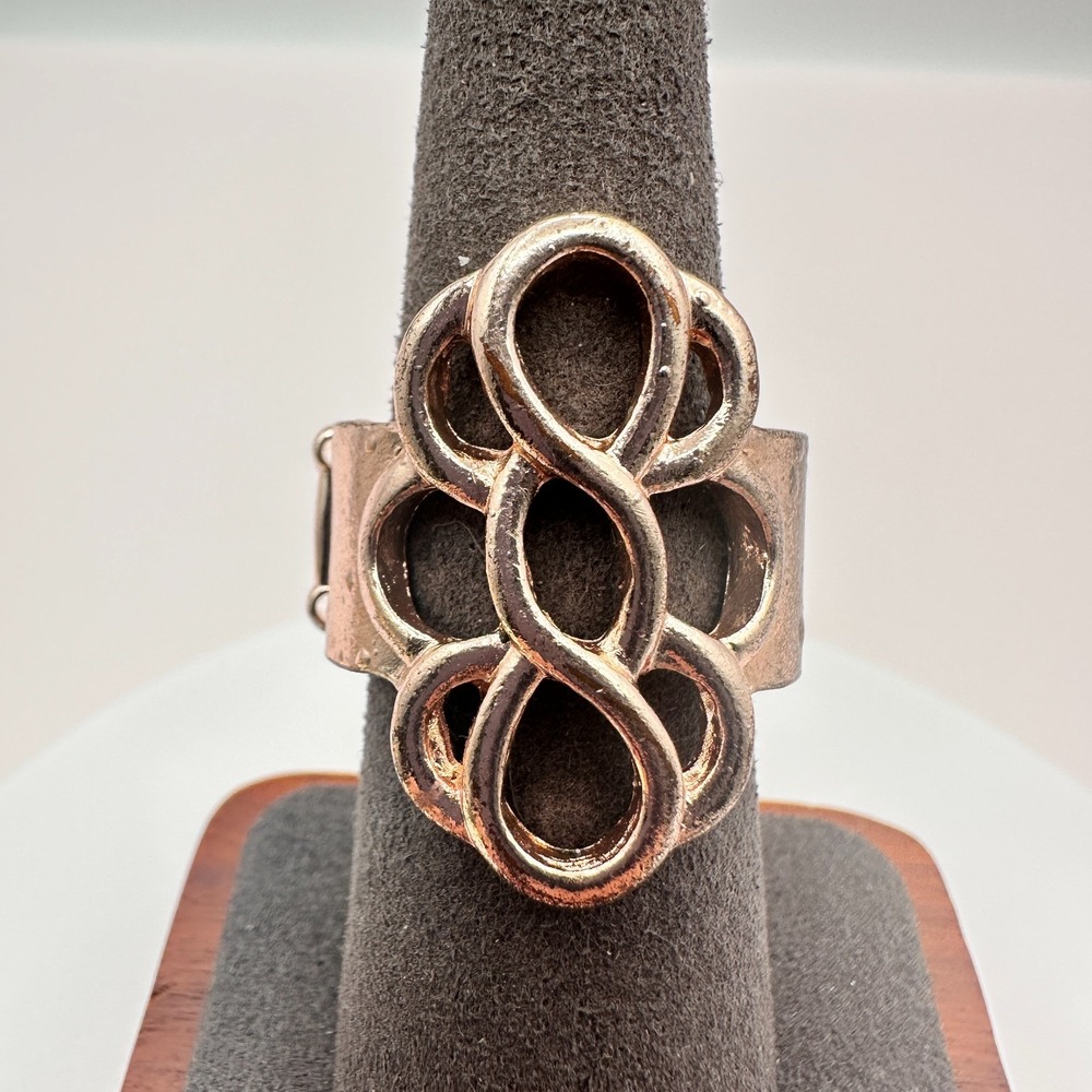 Vintage Y2K Open Work Infinity Knot Statement Ring Stretch Band Boho Jewelry